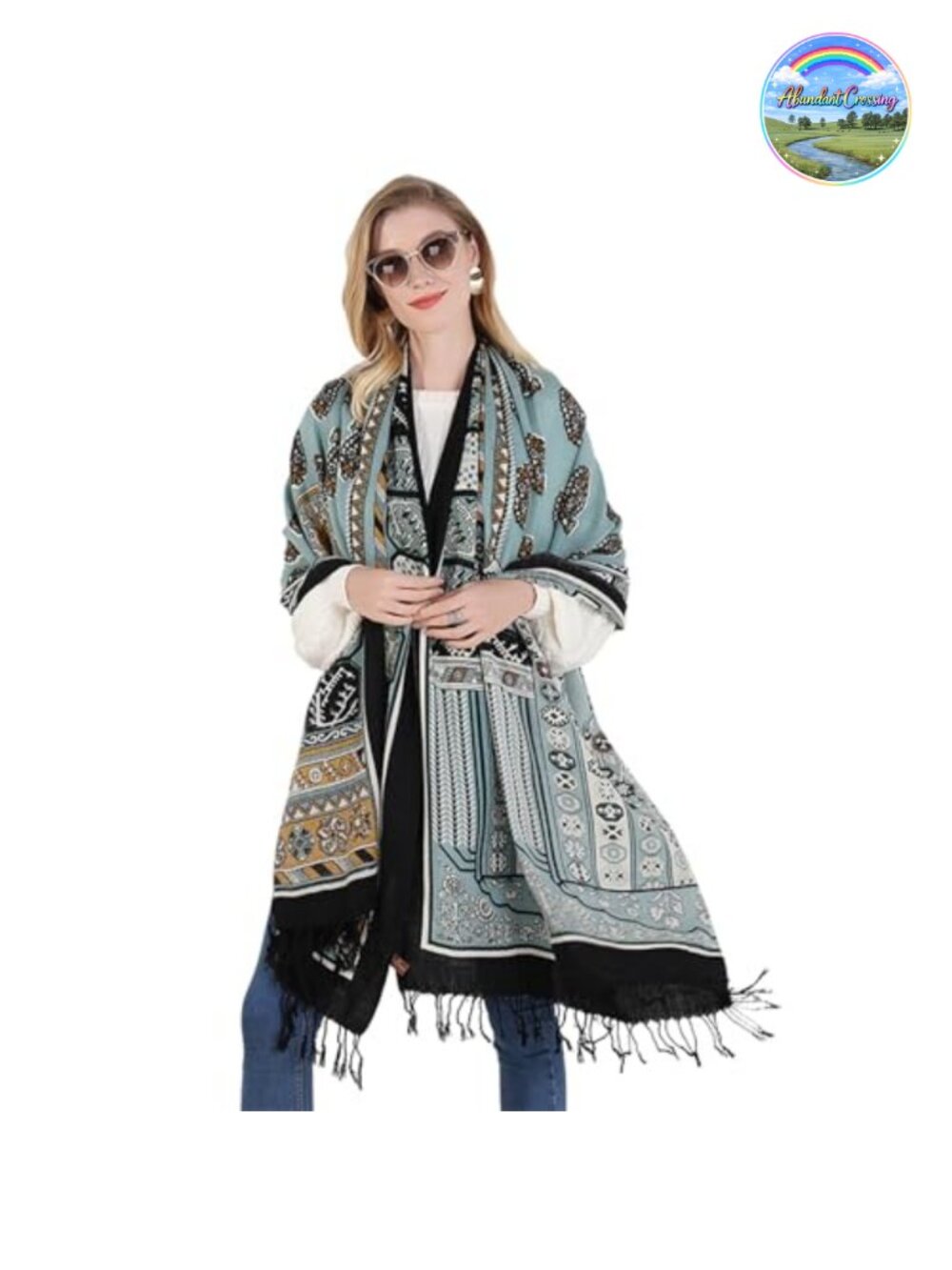 Merino Wool Pashmina Shawl Wrap Women Oversized Handmade Tassel